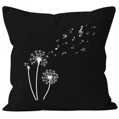 Kissenbezug Pusteblume Musiknoten Noten Musik Dandelion Kissen-Hülle Deko-Kissen Baumwolle quadratisch Autiga®