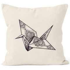 Kissenbezug Origami Kranich Crane Vogel Bird Ornamente Boho Polygon Paisley Kissen-Hülle Deko-Kissen 40x40 Baumwolle Autiga®