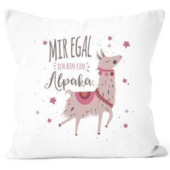 Kissen-Bezug mit Spruch und Motiv Mir egal ich bin ein Alpaka Kissen-Hülle Deko-Kissen Baumwolle MoonWorks®