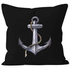 Kissenbezug Anker Blumen Wasserfarben Anchor Watercolor Kissen-Hülle Deko-Kissen Baumwolle Autiga®