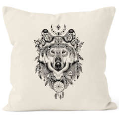 Kissenbezug Wolf Traumfänger Atzekenmuster Boho Bohamian Atzec Ethno Autiga®