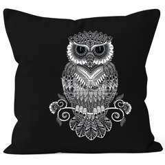 Kissenbezug Eule Mandala Zentangle Owl Kissenhülle Dekokissen Baumwolle Autiga