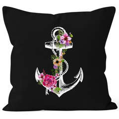 Kissenbezug Blumen Anker Flower Anchor Watercolor 40x40 Baumwolle Autiga®