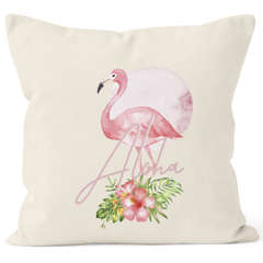 Kissenbezug Flamingo Aloha Tropical Summer Jungle Paradise Hummingbird Kissen-Hülle Deko-Kissen quadratisch Baumwolle Autiga®