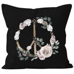Kissenbezug Peace-Symbol Blumen Flowerpower Hippie Boho Bohemian Autiga®