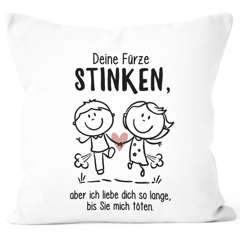 Kissen-Bezug Deine Fürze stinken aber ich liebe dich Geschenk Freund Mann lustige Liebeserklärung Moonworks®