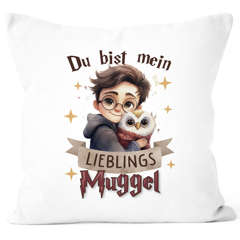 Kissenbezug mit Spruch Du bist mien Lieblingsmuggel Eule Motiv Geschenk Freundschaft Liebe Moonworks®