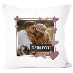Fotokissen mit Rahmen Herz Anker, Kissen-Bezug mit Foto bedrucken lassen, Fotogeschenk SpecialMe®