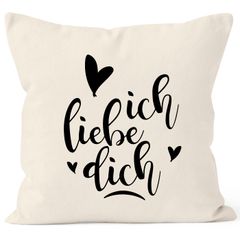 Kissenbezug Ich liebe Dich I love You Liebe Love Geschenk Frau Freundin Mann Freund Zuneigung Kissen-Hülle Deko-Kissen Baumwolle MoonWorks®