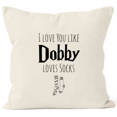 Kissen-Bezug I love you like Dobby loves socks Geschenk Liebe Valentinstag Jahrestag Hochzeitstag MoonWorks®