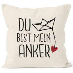 Kissen-Bezug Spruch Liebe du bist mein Anker Origami Papierschiffchen Print Geschenk Valentinstag Freund Freundin Mann Frau MoonWorks®