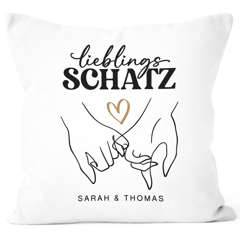 Kissen-Bezug Liebe Lieblingsschatz personalisiert mit Namen Geschenk Liebe Bedruckt Hände Herz Motiv SpecialMe®