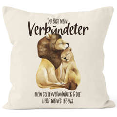 Kissen-Bezug Du bist mein Verbündeter Löwe Löwen Pärchen Liebe Spruch Geschenk Liebessprüche Kissen-Hülle Deko-Kissen MoonWorks®