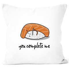 Kissen-Bezug Sushi You complete me Geschenk Freund Freundin Liebe Baumwolle MoonWorks®