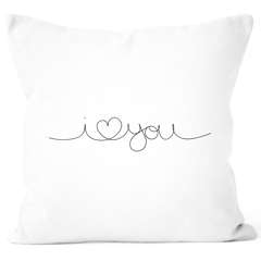 Kissen-Bezug I Love You Liebe Valentinstag Geschenkidee Kissen-Hülle Deko-Kissen Baumwolle MoonWorks®