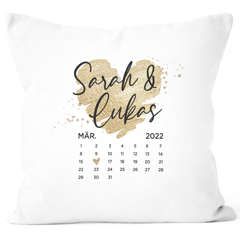 Kissen-Bezug Liebe Kalender personalisiert mit Namen Datum Herz Geschenk Männer Frauen Hochzeit Valentinstag SpecialMe®