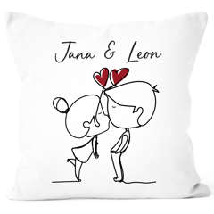 Kissen-Hülle Liebe Herz personalisiert mit Namen Geschenk Jahrestag Valentinstag Paare Mann Frau SpecialMe®