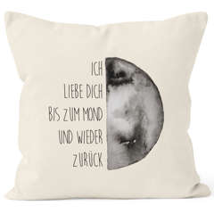 Kissenbezug Geschenk Ich liebe dich bis zum Mond und wieder zurück Liebe Spruch Love Quote MoonWorks® 40x40 Baumwolle