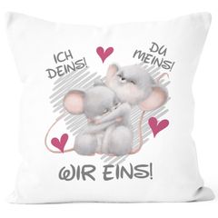 Kissenbezug Geschenk Liebe Valentinstag Jahrestag Spruch Ich Deins Du Meins Wir EIns Herz Mäuse SpecialMe®