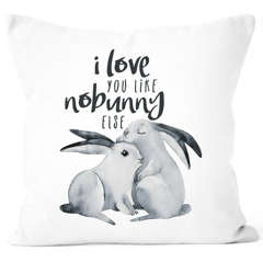 Kissen-Bezug Hase I love you like nobunny else Geschenk Liebe Spruch Liebespruch Wortspiel Watercolor Kissen-Hülle Baumwolle MoonWorks®