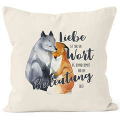 Kissen-Bezug Liebe ist nur ein Wort Fuchs Liebe Spruch Liebessprüche Geschenk für Verliebte Kissen-Hülle Deko-Kissen Baumwolle MoonWorks®