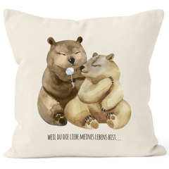 Kissen-Bezug Liebe meines Lebens Bären Geschenk Liebe Spruch Tasse MoonWorks®