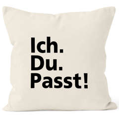 Kissen-Bezug Ich du passt Geschenk Liebe Freund Freundin Valentinstag Kissen-Hülle Deko-Kissen Baumwolle MoonWorks®