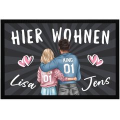 Fußmatte personalisiert Pärchen Hier wohnen mit Namen und Herz Geschenk Paare Partner rutschfest & waschbar SpecialMe®
