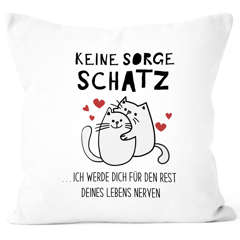 Kissen-Bezug Liebe Katzen Pärchen Keine Sorge Schatz Geschenk Partner Paar Katzenliebhaber Valentinstag Weihnachten Moonworks®