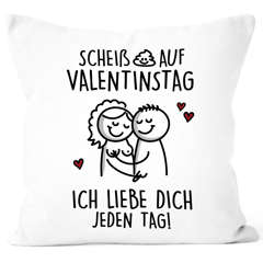 Kissen-Bezug Scheiß auf Valentinstag Geschenkidee Motiv Strichmännchen Brüste Penis Lustig Mann Frau SpecialMe®