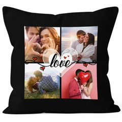 Kissen-Bezug Liebe mit Foto-Collage eigene Bilder Wunschtext Schriftzug Love persönliche Geschenkideen personalisierbar Baumwolle SpecialMe®