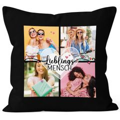 Kissen-Bezug mit Foto-Collage personalisiert mit bis zu 4 Bildern Wunschtext Fotogeschenk Beste Freundin Freundschaftsgeschenk SpecialMe®