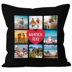 Kissen-Bezug mit Foto Fotocollage bis zu 8 eigene Bilder Wunschtext Geschenk personalisierbar Baumwolle SpecialMe®