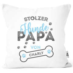 Kissen-Bezug Kissen-Hülle mit Hundenamen Baumwolle personalisierte Geschenke Hundebesitzer Dekokissen SpecialMe®
