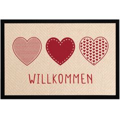 Fußmatte Willkommen Motiv Herzen Türmatte Deko Haustür Eingang rutschfest & waschbar Moonworks®