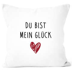 Kissen-Bezug Du bist mein Glück Geschenk Valentinstag Liebe Spruch Kissen-Hülle Deko-Kissen Baumwolle MoonWorks®