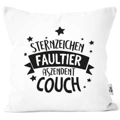 Kissen-Bezug mit Spruch lustig Sternzeichen Faultier. Aszendent Couch Kissen-Hülle Deko-Kissen Baumwolle MoonWorks®