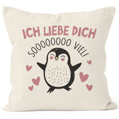 Kissenbezug Geschenk Liebe Valentinstag Jahrestag Pinguin Spruch Ich liebe dich Herz SpecialMe®