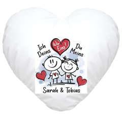 Herzkissen personalisiert verliebte Strichmännchem Spruch Ich Deins Du Meins Wunschnamen Geschenk Liebe  inkl. Füllung SpecialMe®