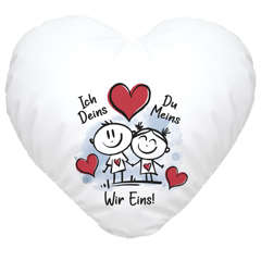 Herzkissen Liebe verliebte Strichmännchem Ich Deins Du Meins Herz Geschenk Valentinstag Jahrestag inkl. Füllung SpecialMe®