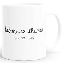 Kaffee-Tasse personalisiert Geschenk Partner Namen und Datum anpassbar Hochzeitstag Hochzeitsgeschenk Liebe Liebesgeschenk SpecialMe®