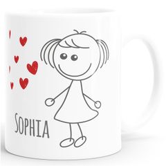 personalisierte Kaffee-Tasse mit Namen Liebes-Paar Strichmännchen Liebesgeschenke Valentinstag Weihnachten (1 Tasse) SpecialMe®