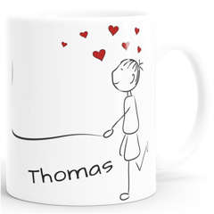 Kaffee-Tasse mit Namen Liebes-Paar Strichmännchen Motiv personalisierbar Liebesgeschenke Valentinstag Weihnachten (1 Tasse) SpecialMe®