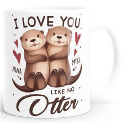 Tasse mit Spruch Ich liebe Dich mit Namen personalisiert Otter Pärchen Herz Liebes-Geschenk SpecialMe®