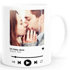 Tasse mit Foto Song Cover Playlist Musik Liebes-Geschenk Freundschaft personalisiert mit Bild und Wunsch-Text SpecialMe®