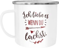 Emaille-Tasse Ich liebe es wenn du lachst Liebes-Geschenk Partner Freund Freundin Weihnachten Valentinstag Moonworks®