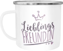 Emaille-Tasse Becher Lieblings Freundin/Schwester/Mama/Mensch mit Krone Geschenkideen Lieblingsperson Moonworks®