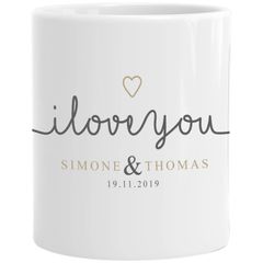 personalisierte Kaffeetasse I love you Tasse individuelle Liebesgeschenke mit Namen und Datum anpassbar SpecialMe®