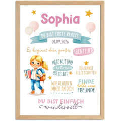 Kinder-Poster Einschulung personalisiert mit Namen Mutmacher Botschaften Affirmationsposter Erste Klasse SpecialMe®