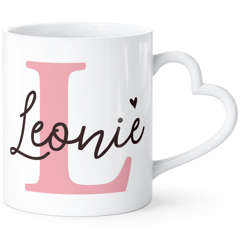 Tasse Herzhenkel mit Namen Anfangsbuchstabe Initiale Herz personalisierte Geschenke SpecialMe®